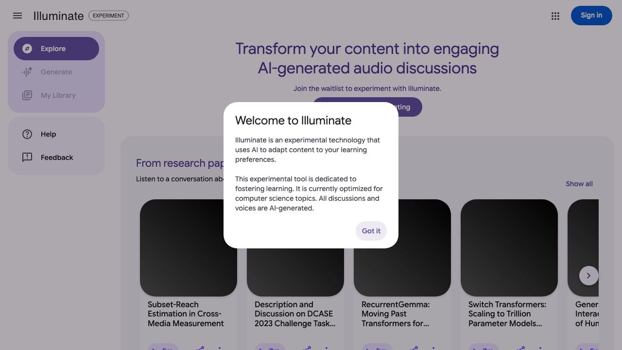 Google Illuminate 网站截图