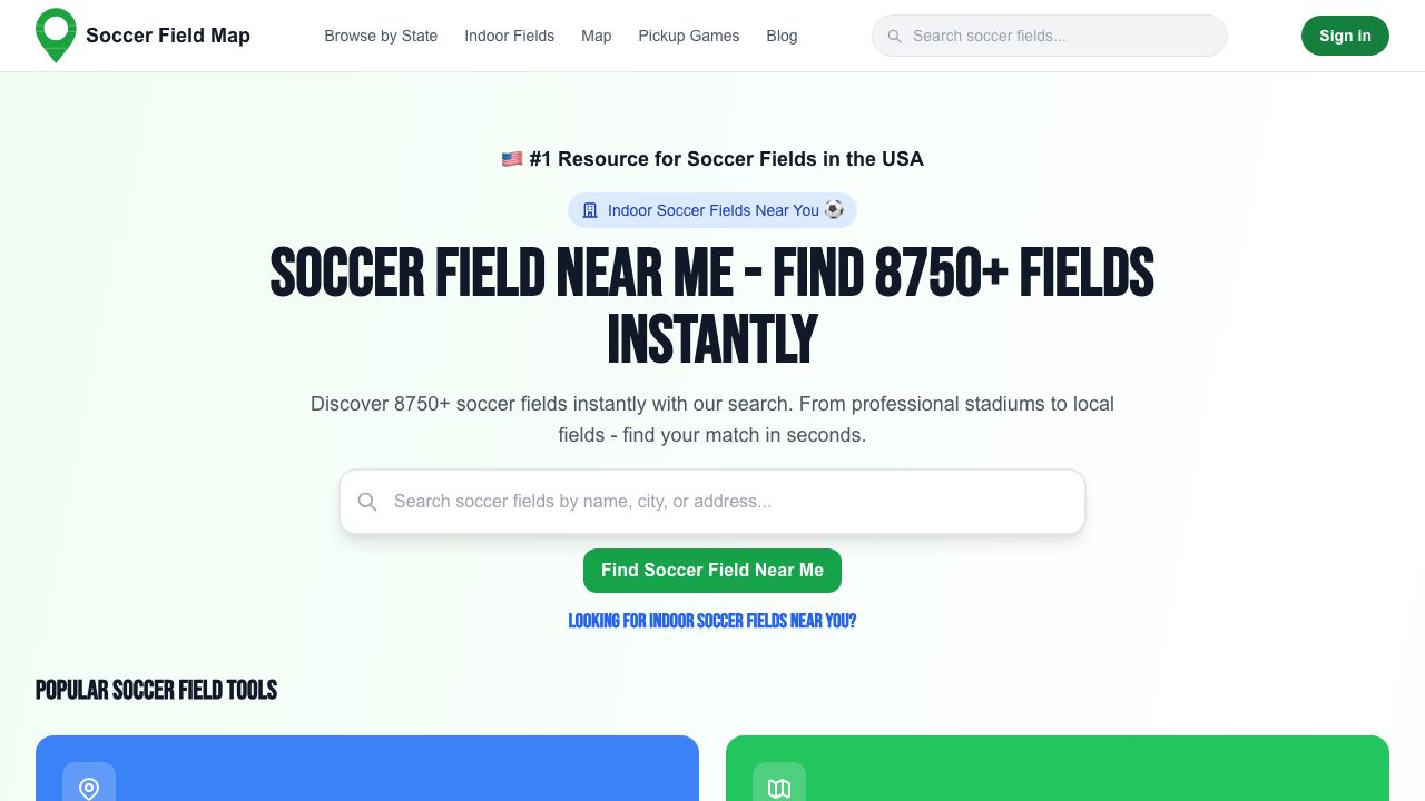 Soccer Field Map – AI Soccer Celebrities & Soccer Fields website screenshot