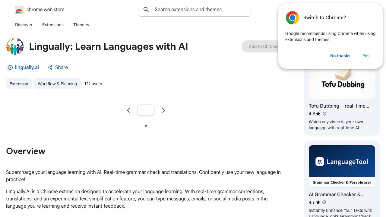 Lingually: Learn Languages with AI 网站截图