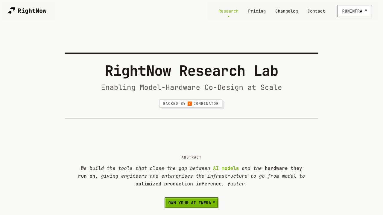 RightNow AI website screenshot