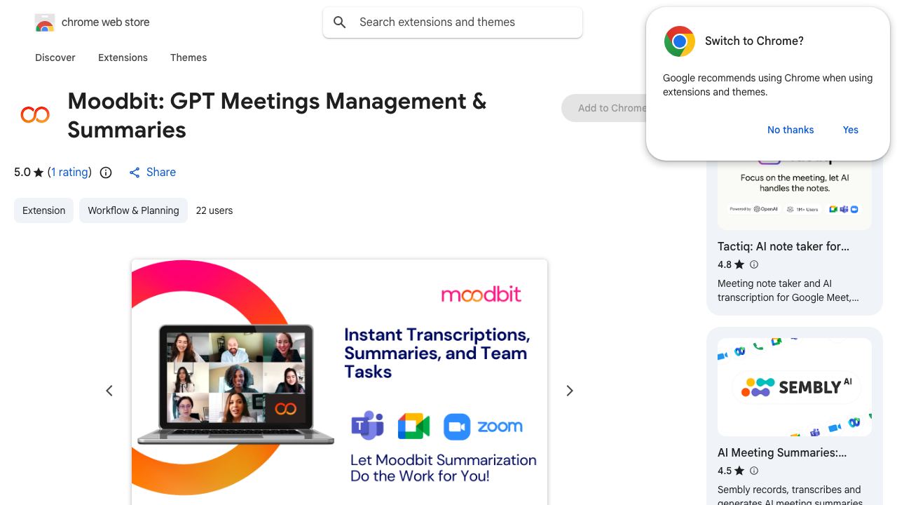 Moodbit: GPT Meetings Management & Summaries 网站截图