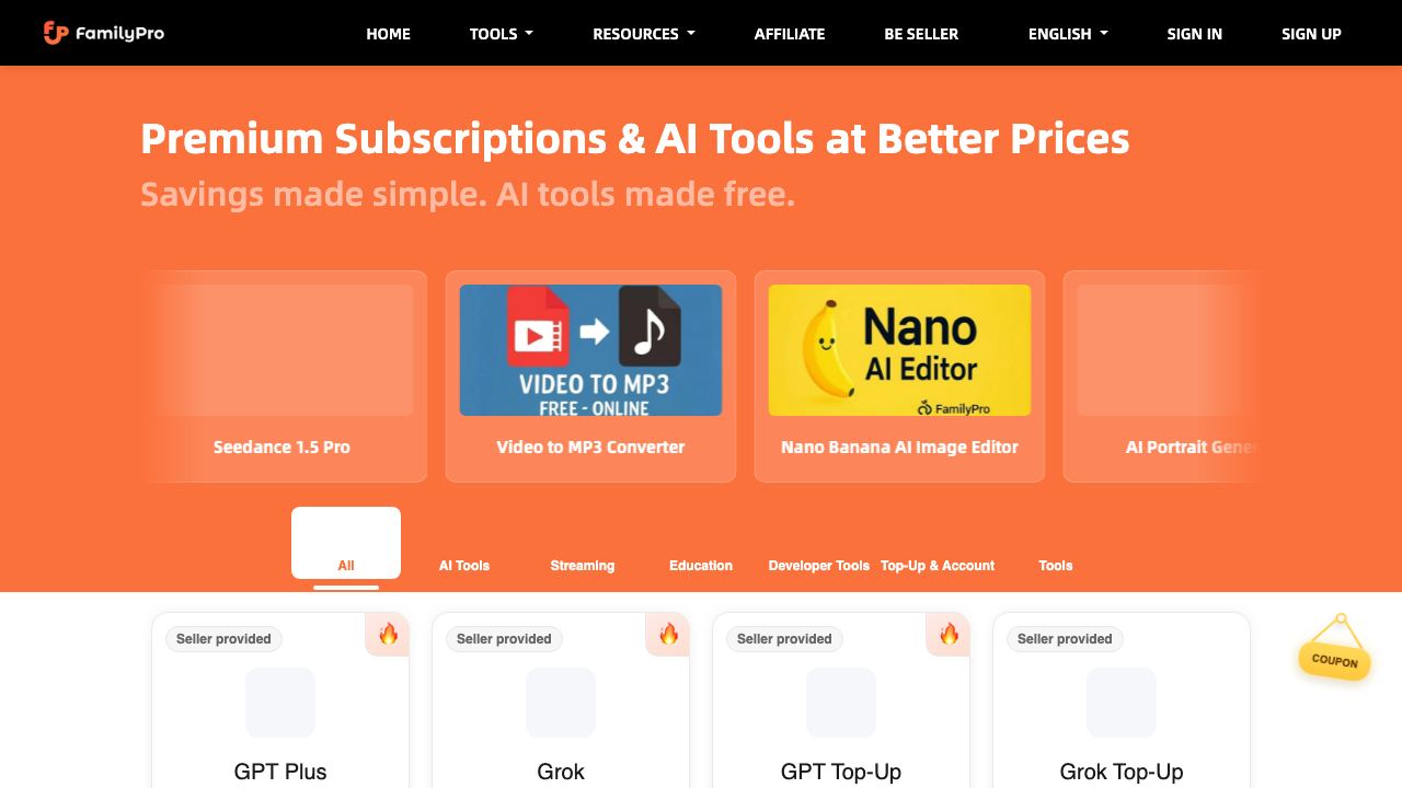 FamilyPro website screenshot