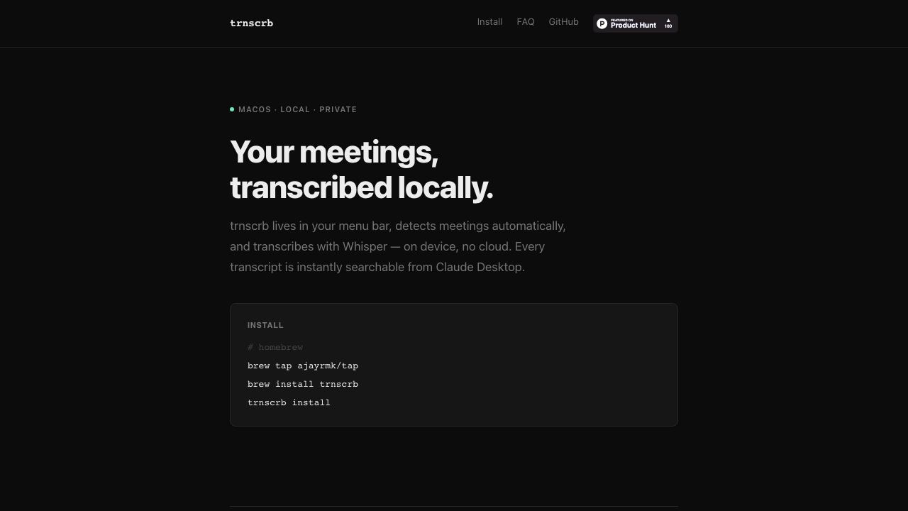 trnscrb website screenshot