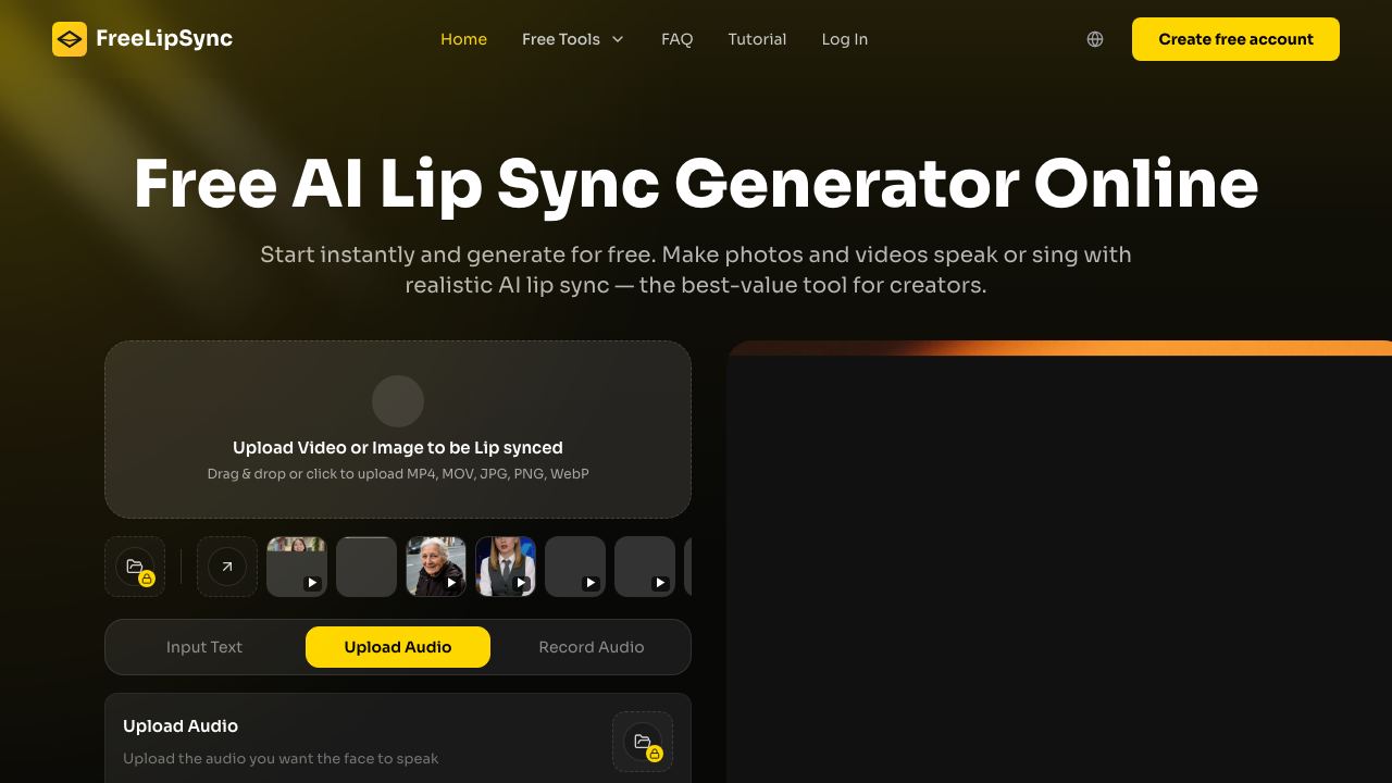 FreeLipSync website screenshot