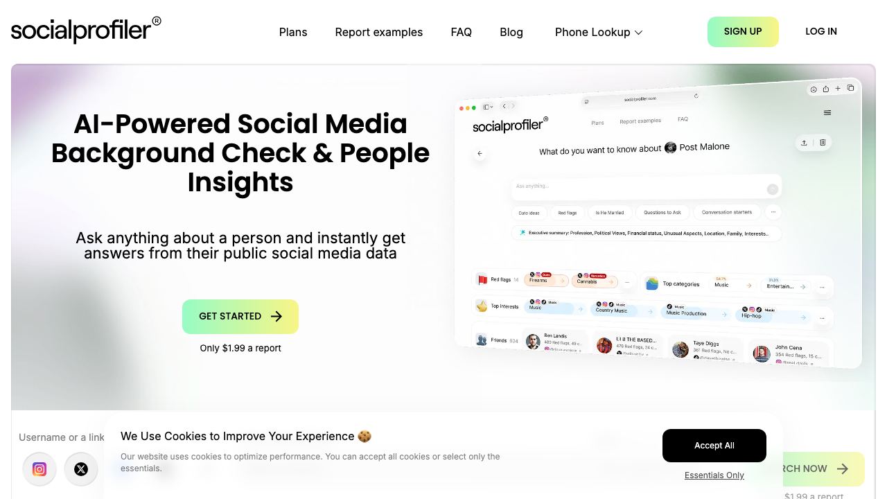 Socialprofiler 网站截图