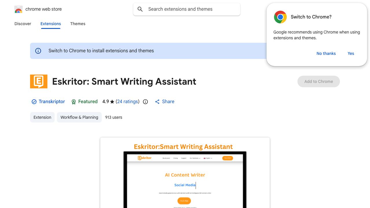 Eskritor: Smart Writing Assistant 网站截图