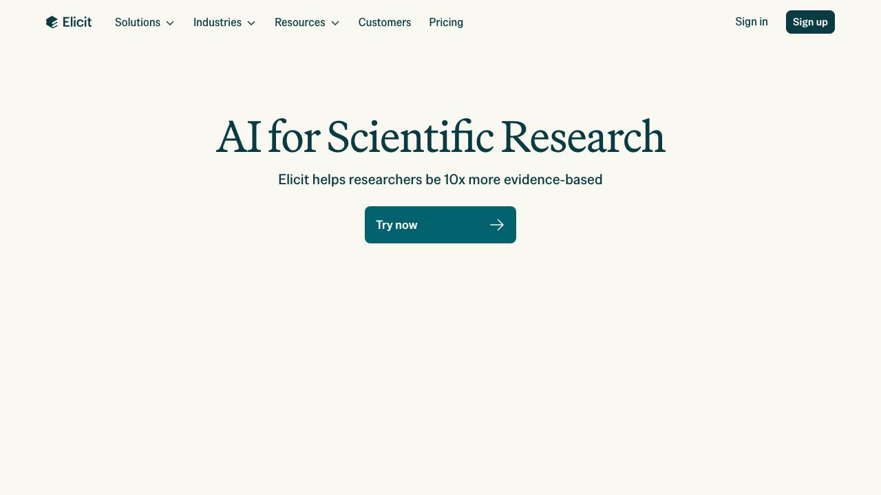 Elicit website screenshot