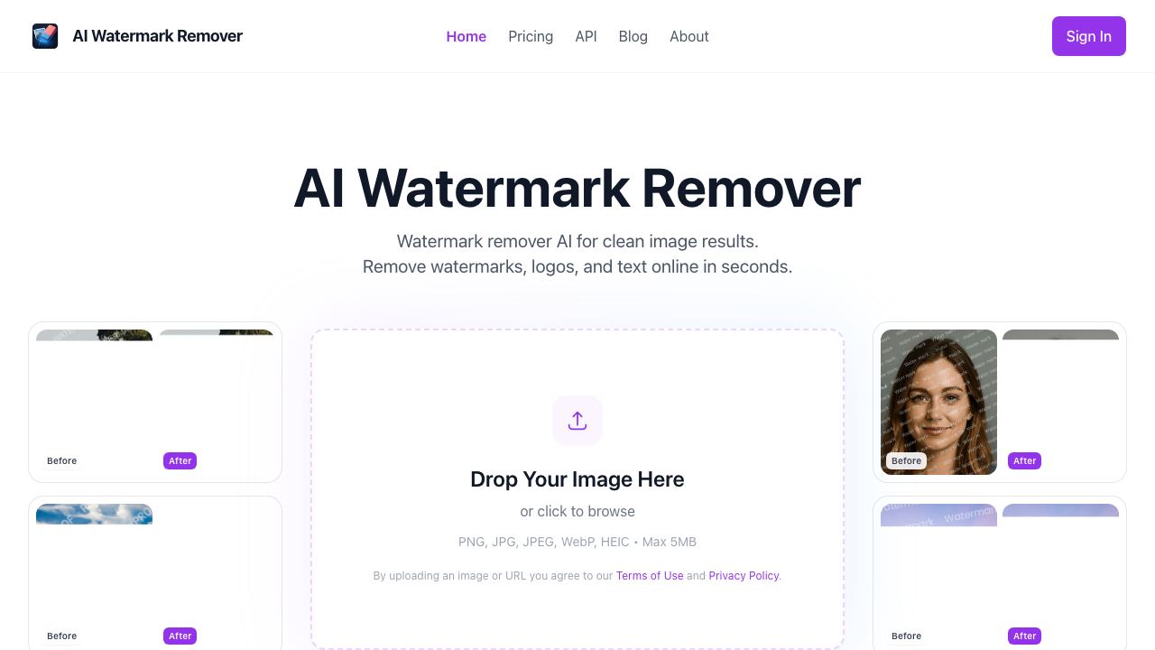 Ai Watermark Remover 网站截图