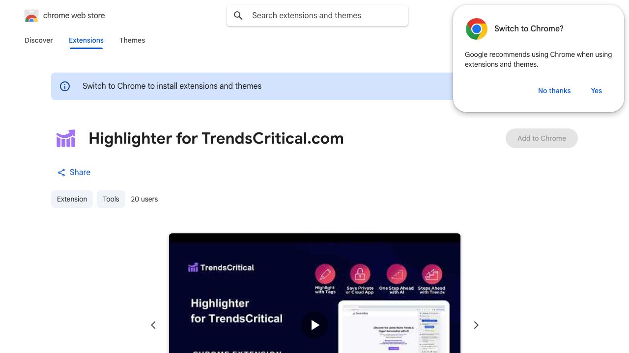Highlighter for TrendsCritical.com 网站截图