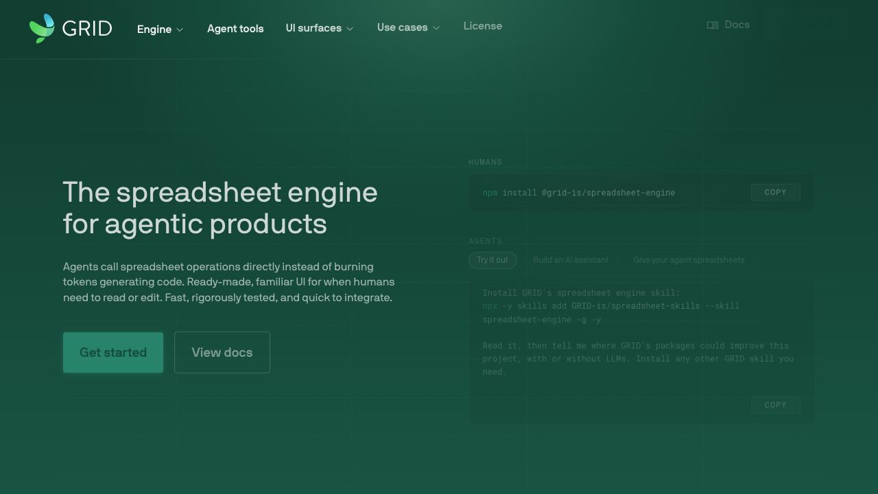 GRID website screenshot