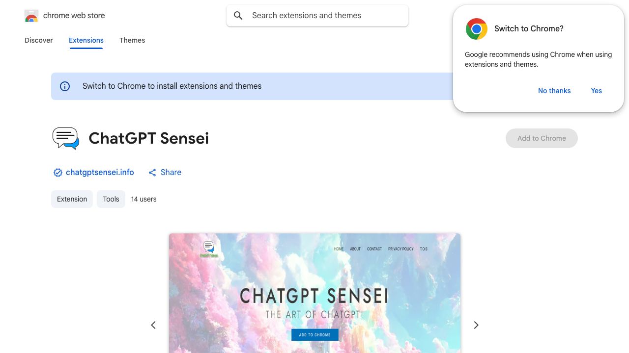 ChatGPT Sensei 网站截图