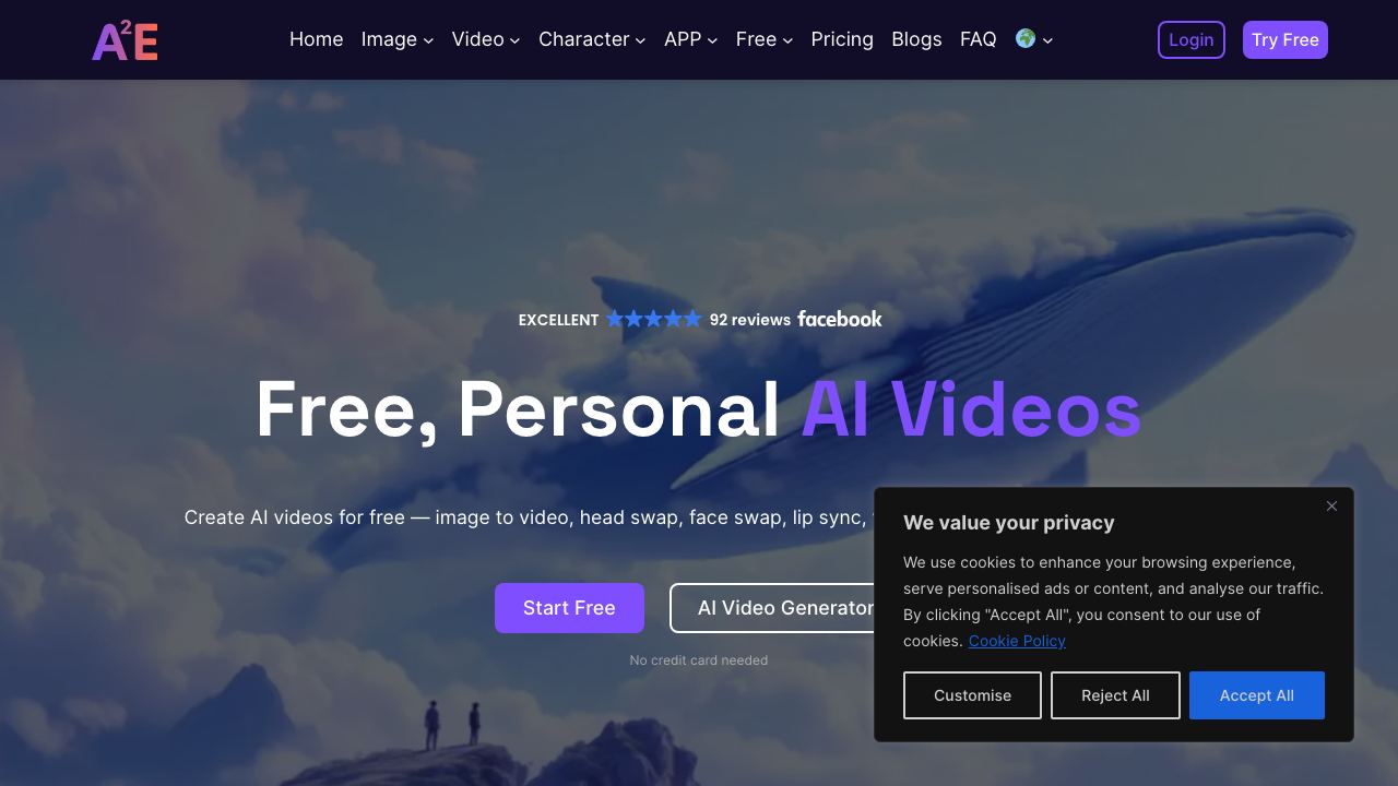 A2E Free and Uncensored AI Videos 网站截图
