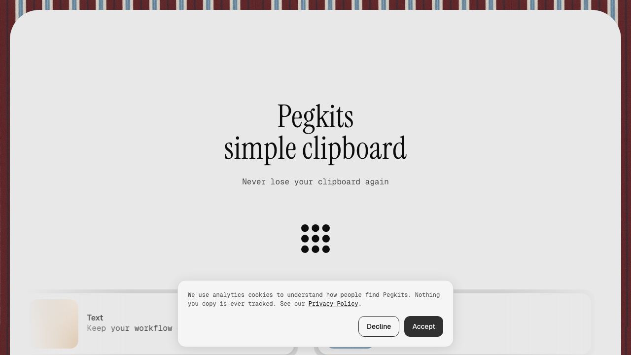 Pegkits website screenshot