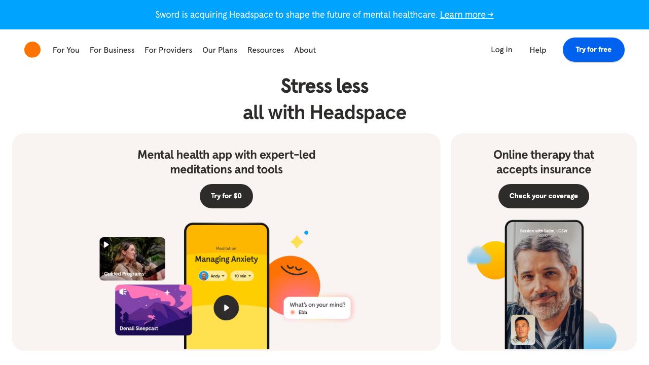 Headspace website screenshot