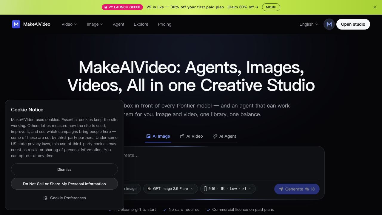 MakeAIVideo website screenshot