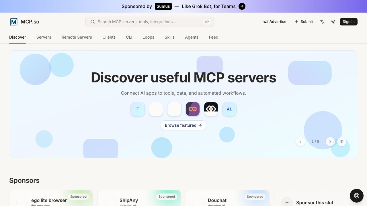 mcp server 网站截图