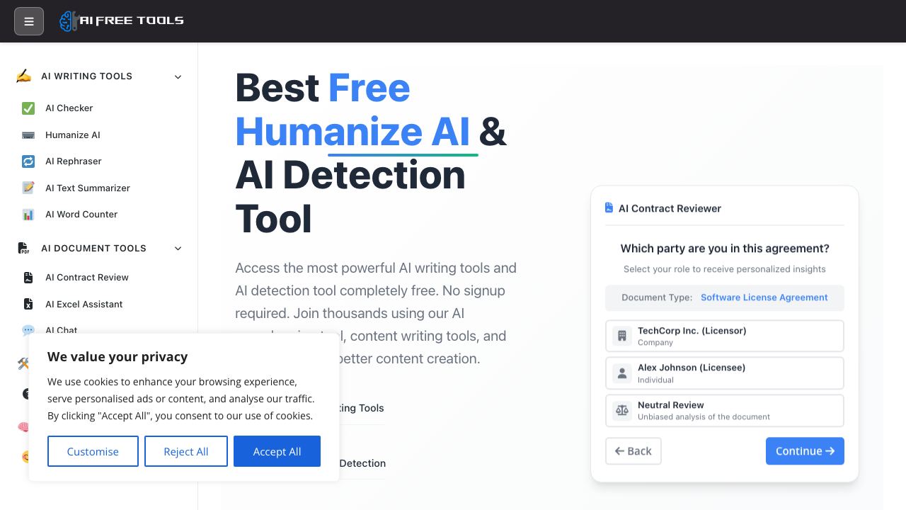 AI Free Tools 网站截图