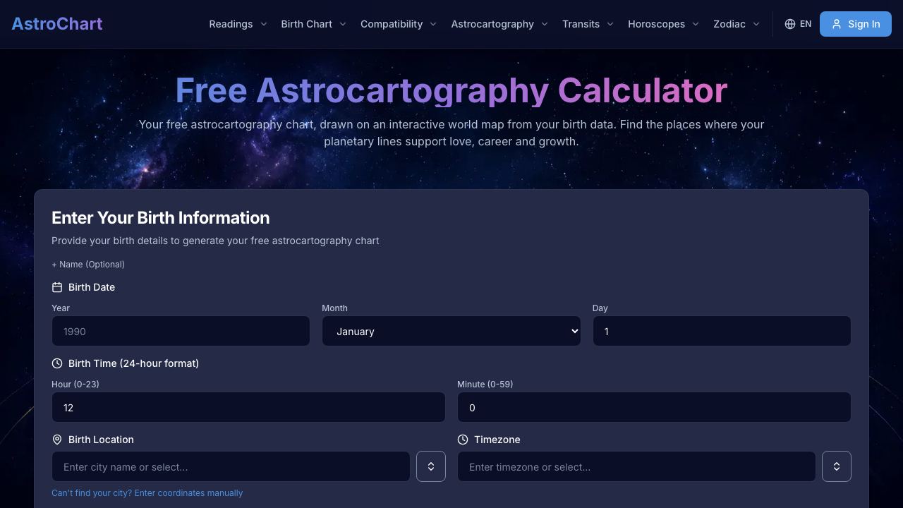AstroChart 网站截图