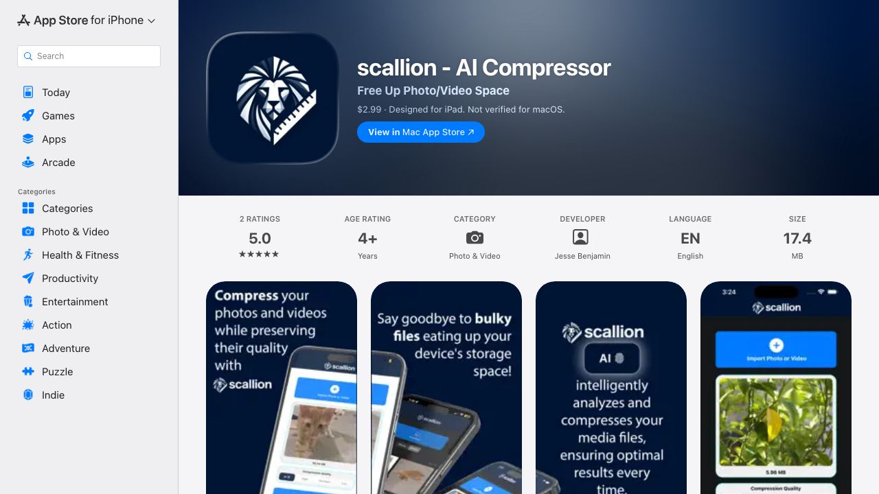 scallion - AI Photo and Video Compressor 网站截图