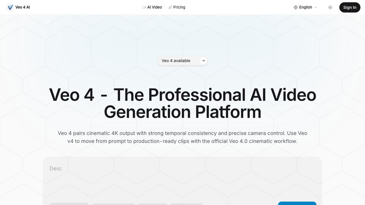 Veo4 AI 网站截图