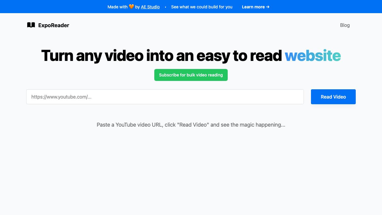 ExpoReader website screenshot