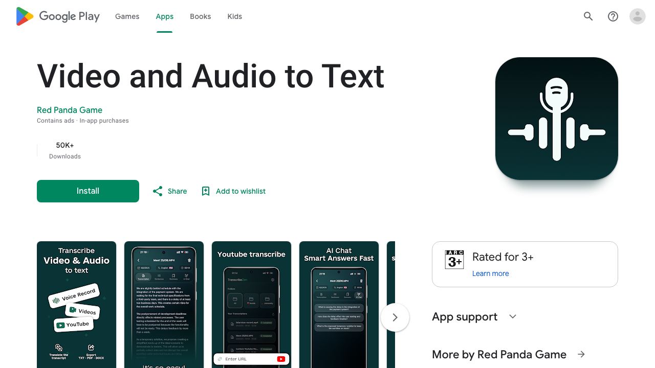 Video and Audio to Text 网站截图