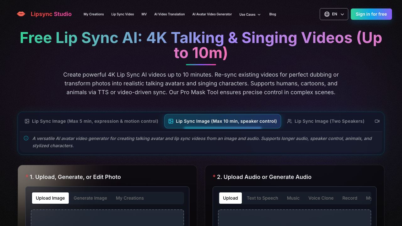 LipSync Studio 网站截图