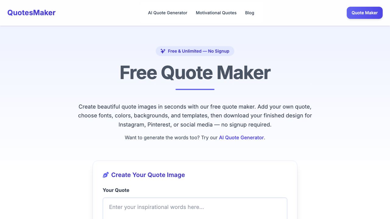 QuotesMaker website screenshot