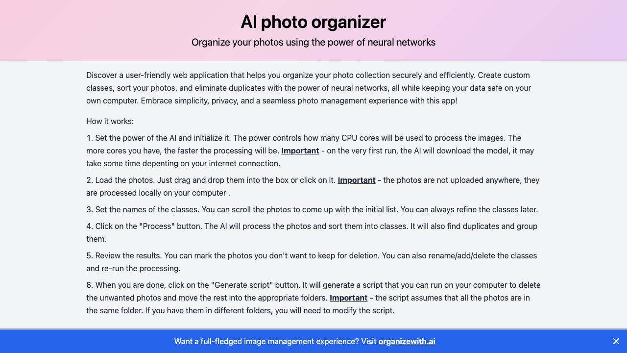 AI Photo Sorter 网站截图