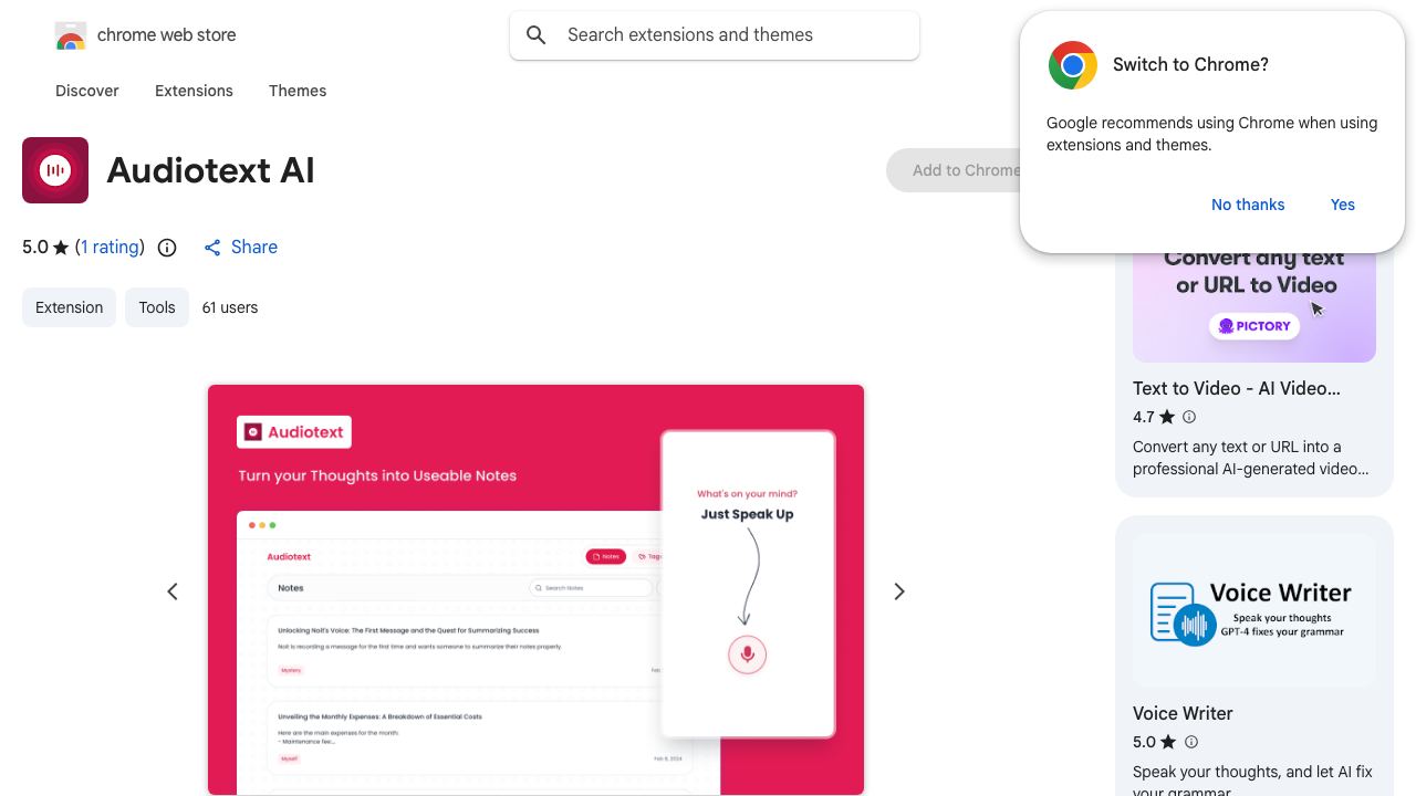 Audiotext AI website screenshot