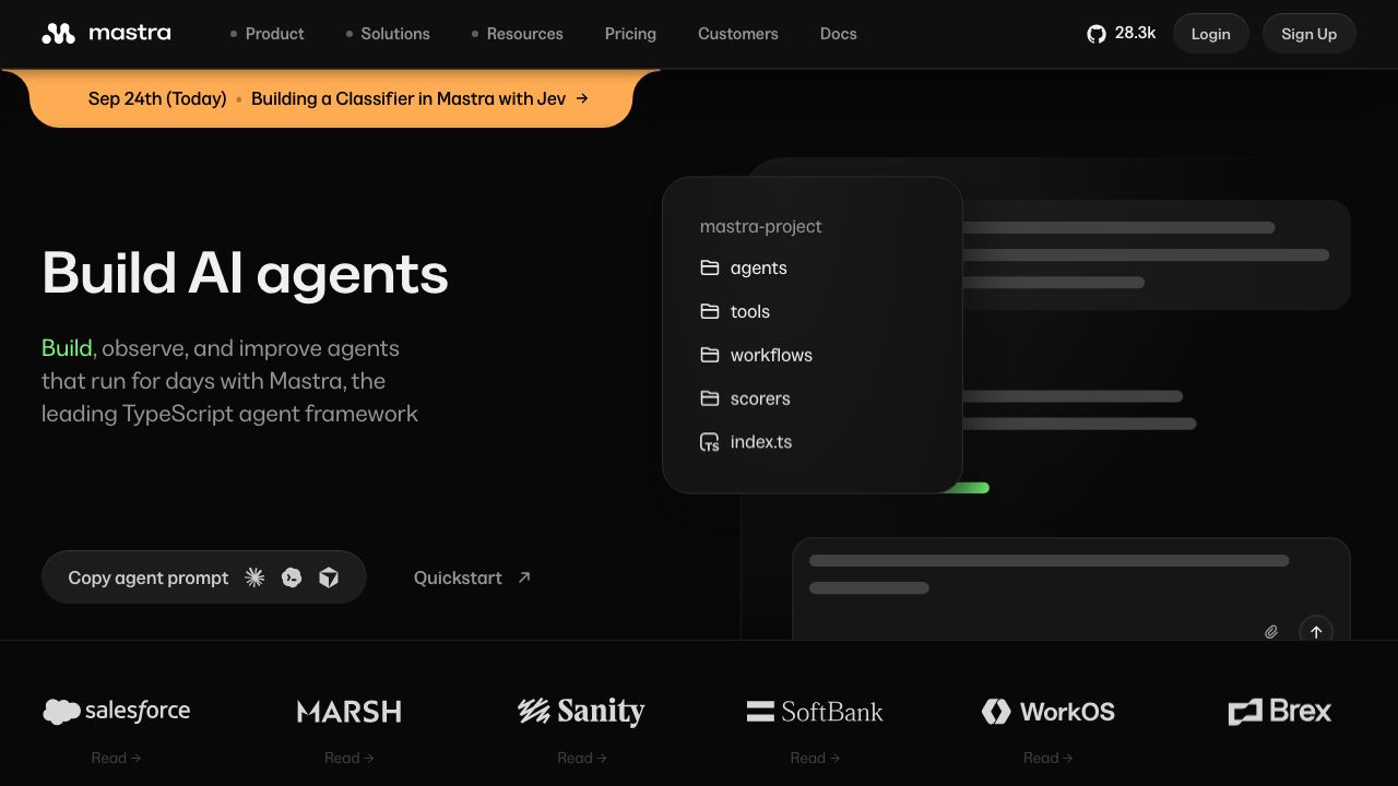 Mastra website screenshot