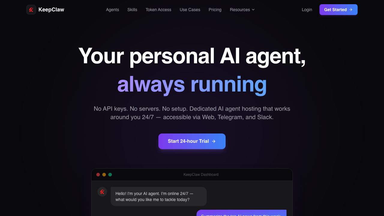 KeepClaw website screenshot