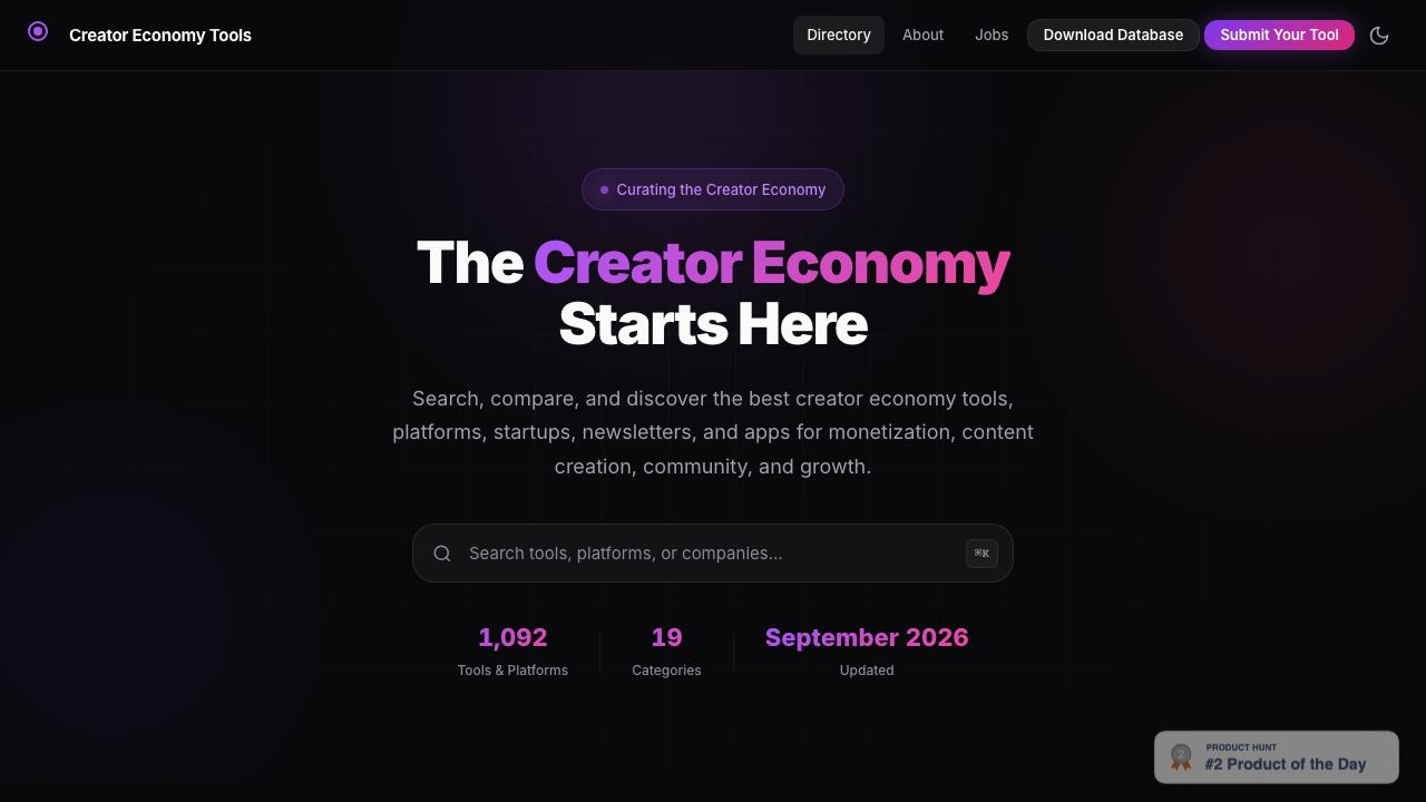 Creator Economy Tools 网站截图