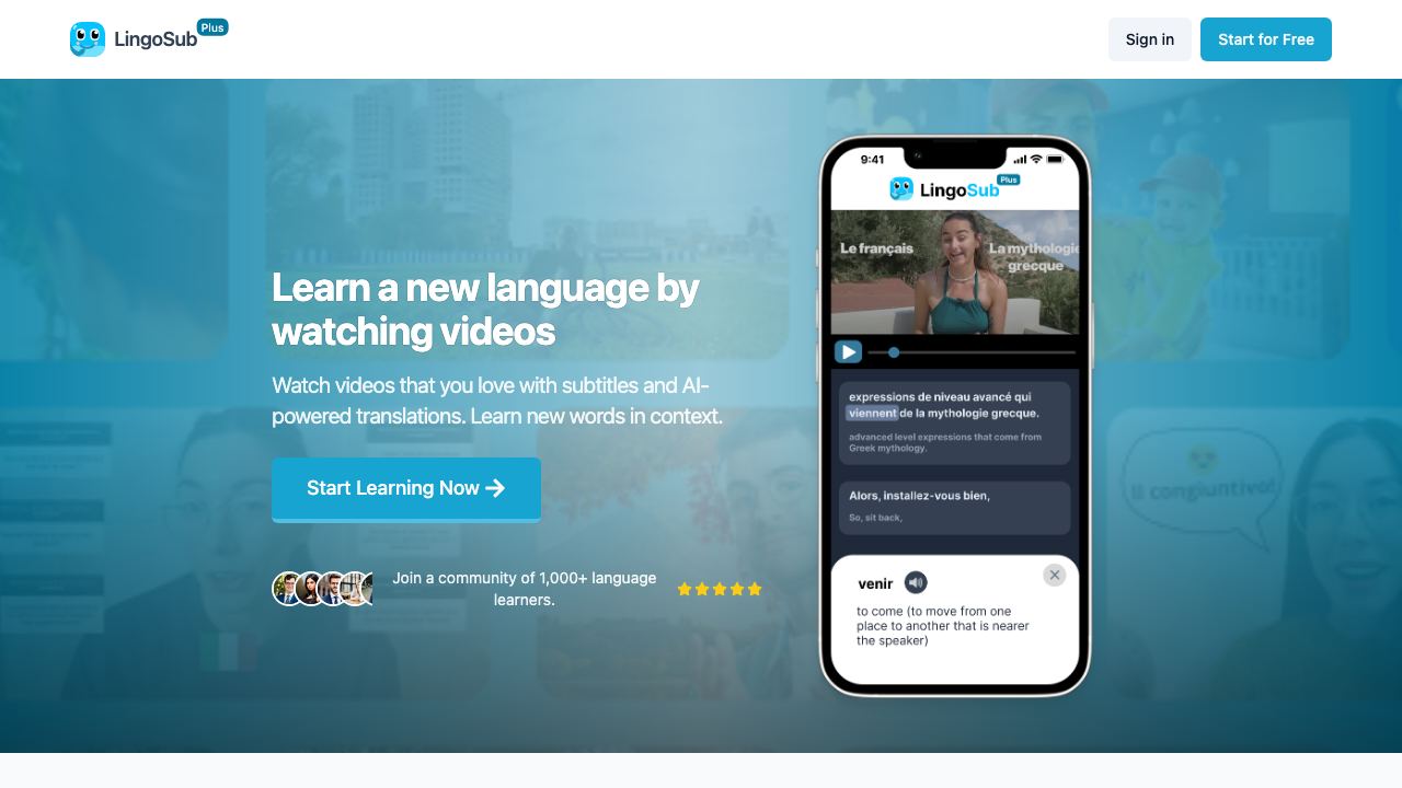 LingoSub 网站截图