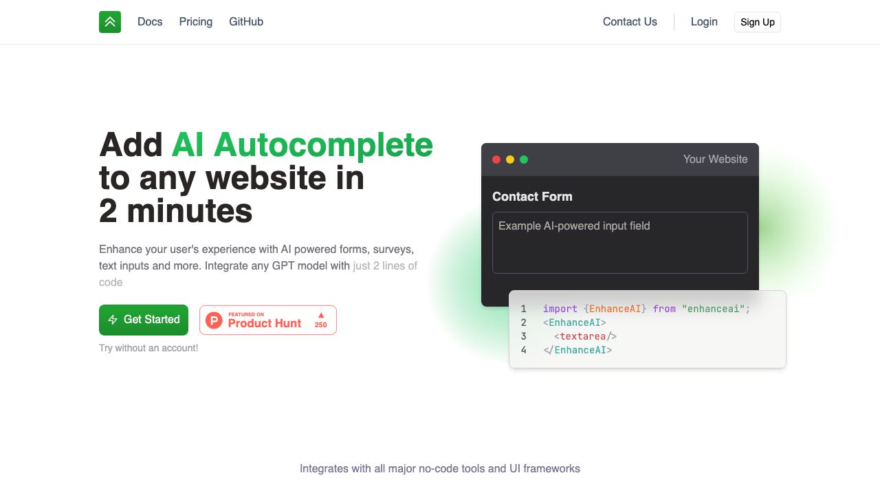 EnhanceAI website screenshot
