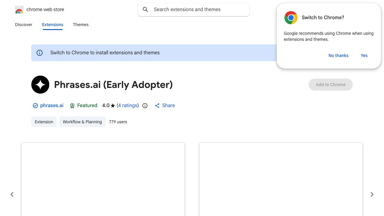Phrases.ai (Early Adopter) 网站截图