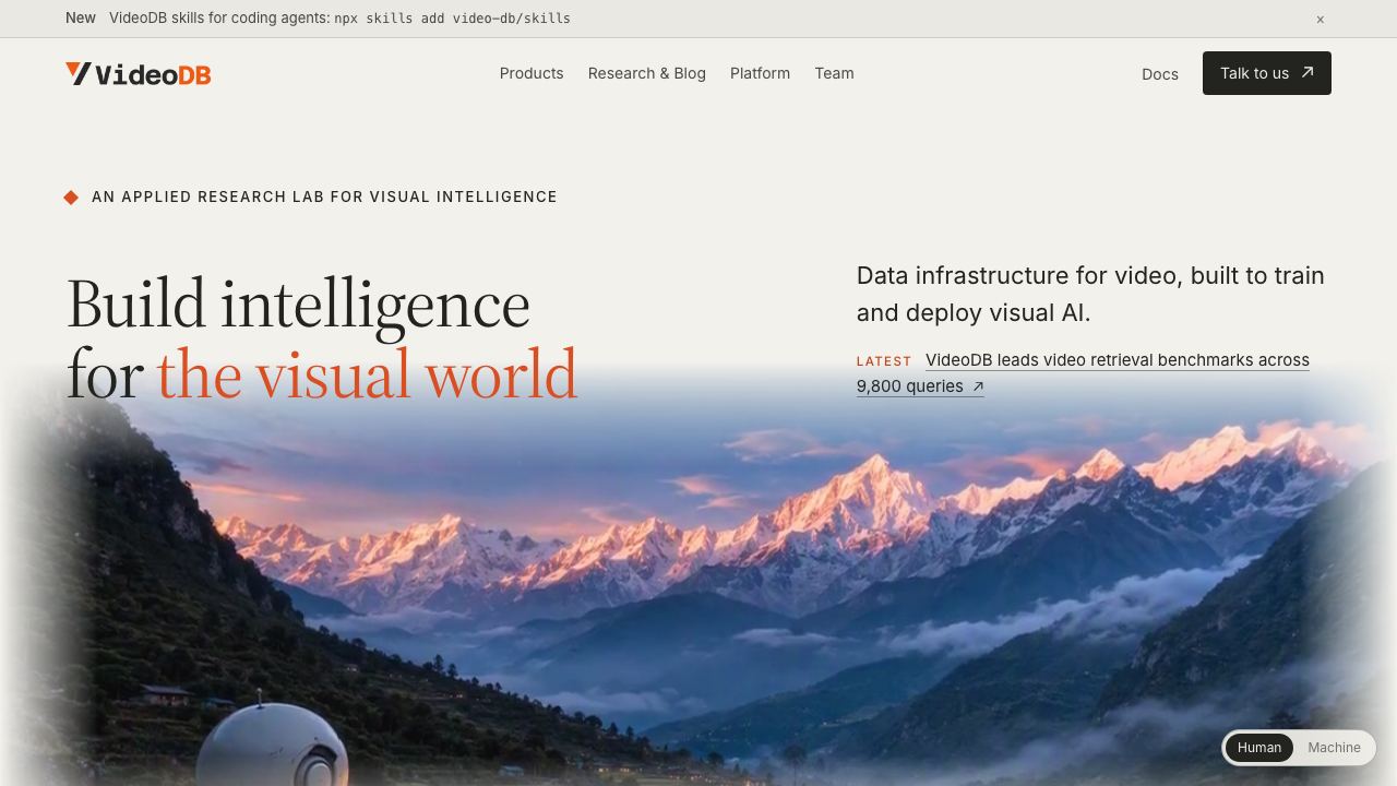 VideoDB website screenshot