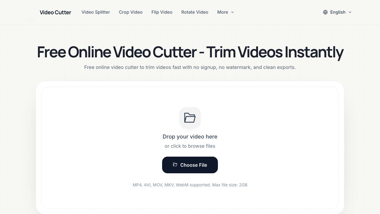 Video Cutter website screenshot