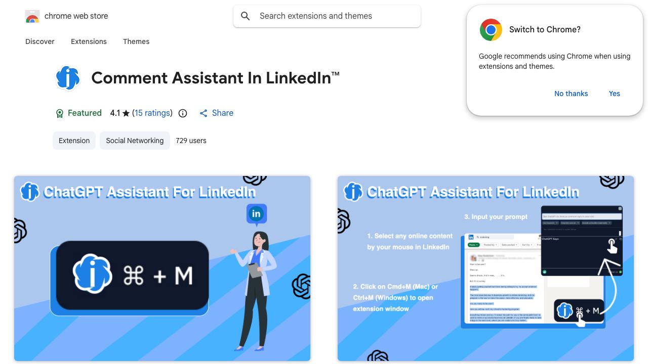 Comment Assistant In LinkedIn™ 网站截图