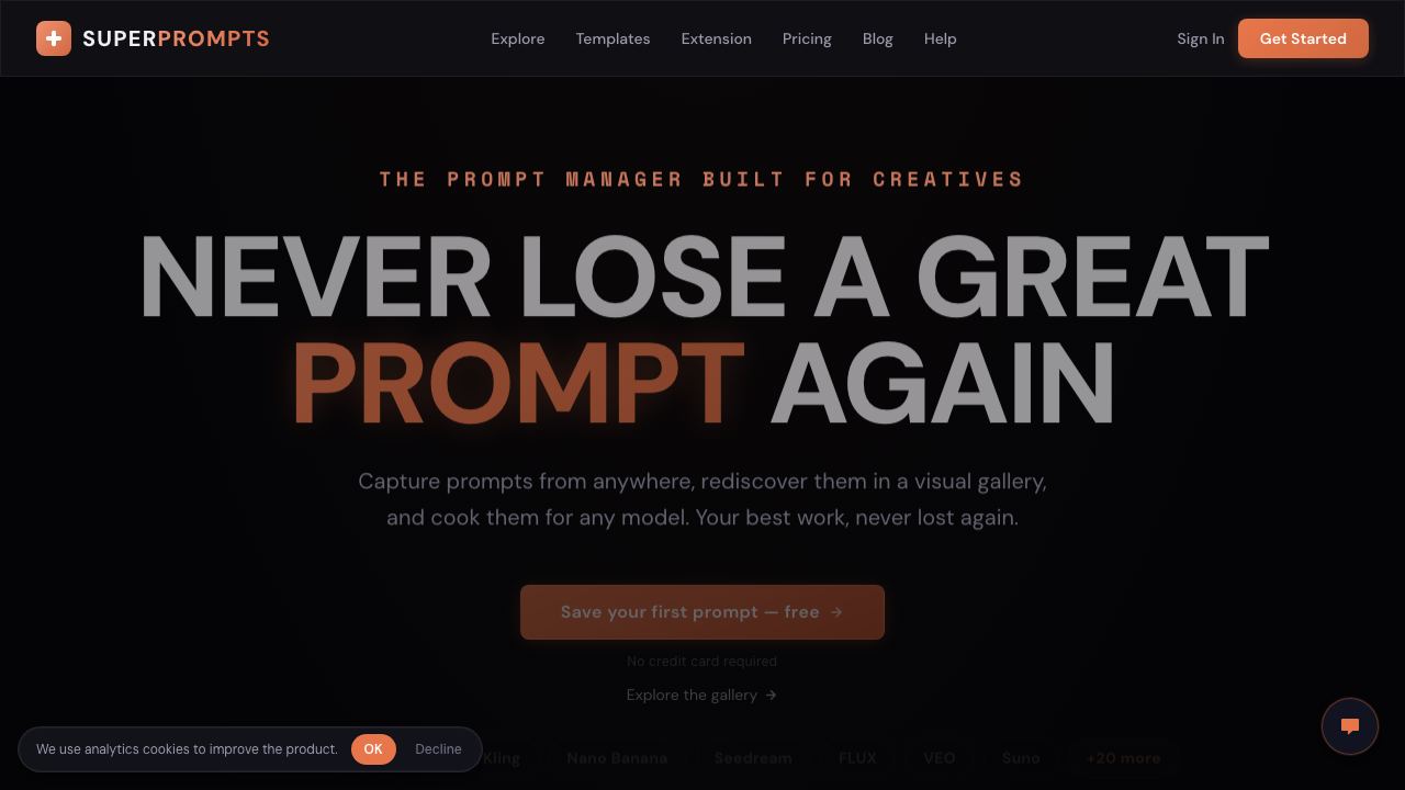 SuperPrompt website screenshot