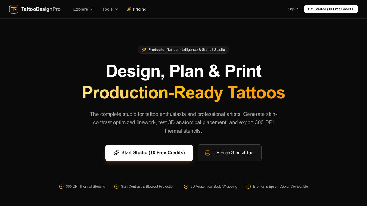 TattooDesignPro 网站截图