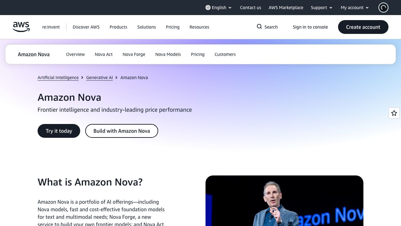 Amazon Nova Sonic website screenshot