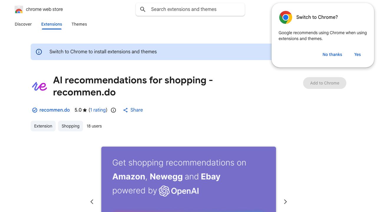 AI recommendations for shopping - recommen.do 网站截图