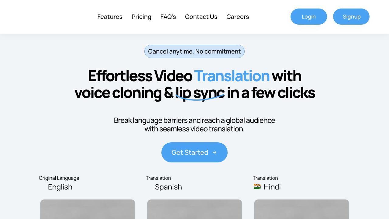 TranslateVideos.io website screenshot