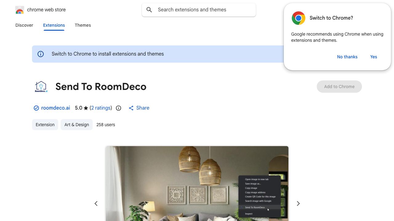 Send To RoomDeco 网站截图