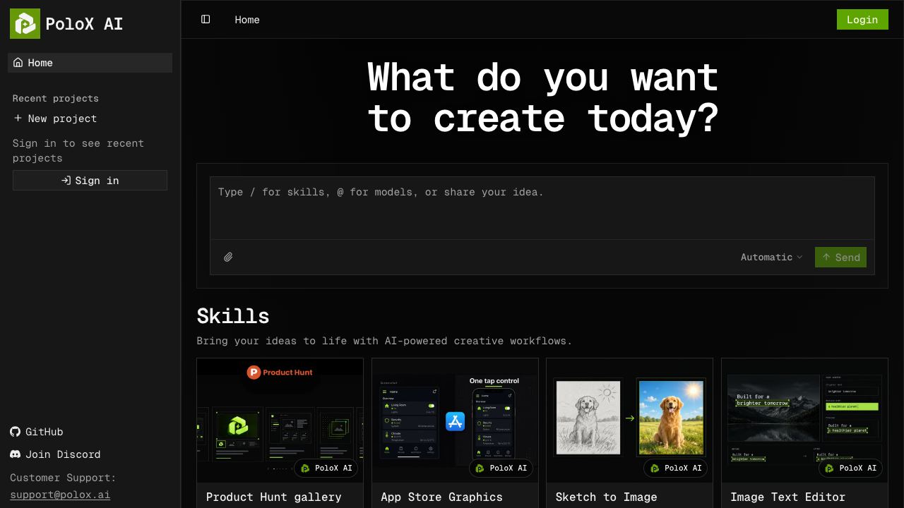 PoloX AI - Design and create in agent conversations and an infinite canvas. website screenshot