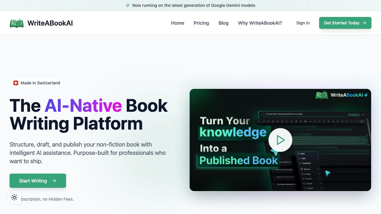 WriteABookAI 网站截图