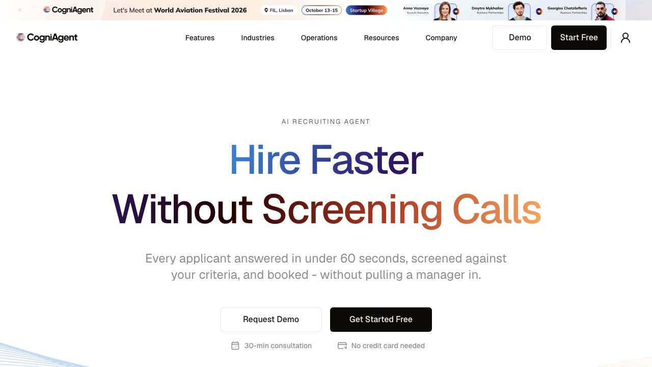 AI Recruiting Agent by CogniAgent 网站截图