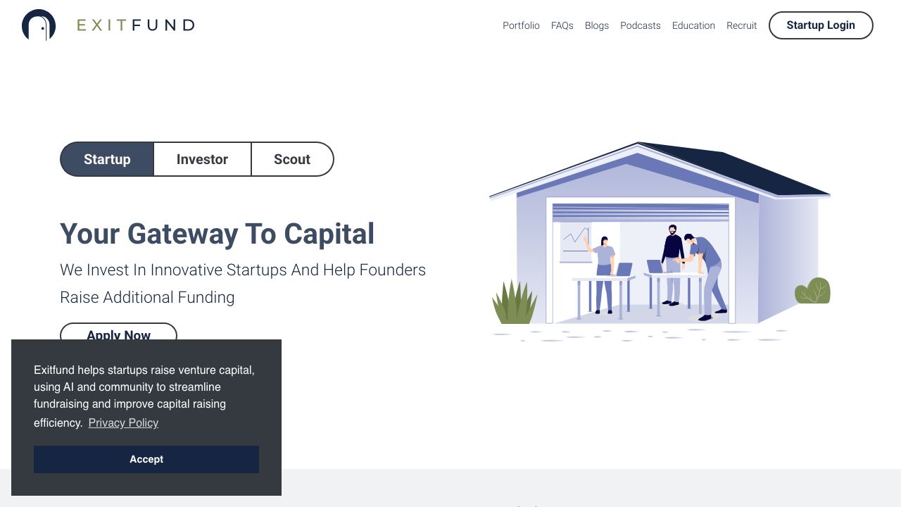 Exitfund website screenshot