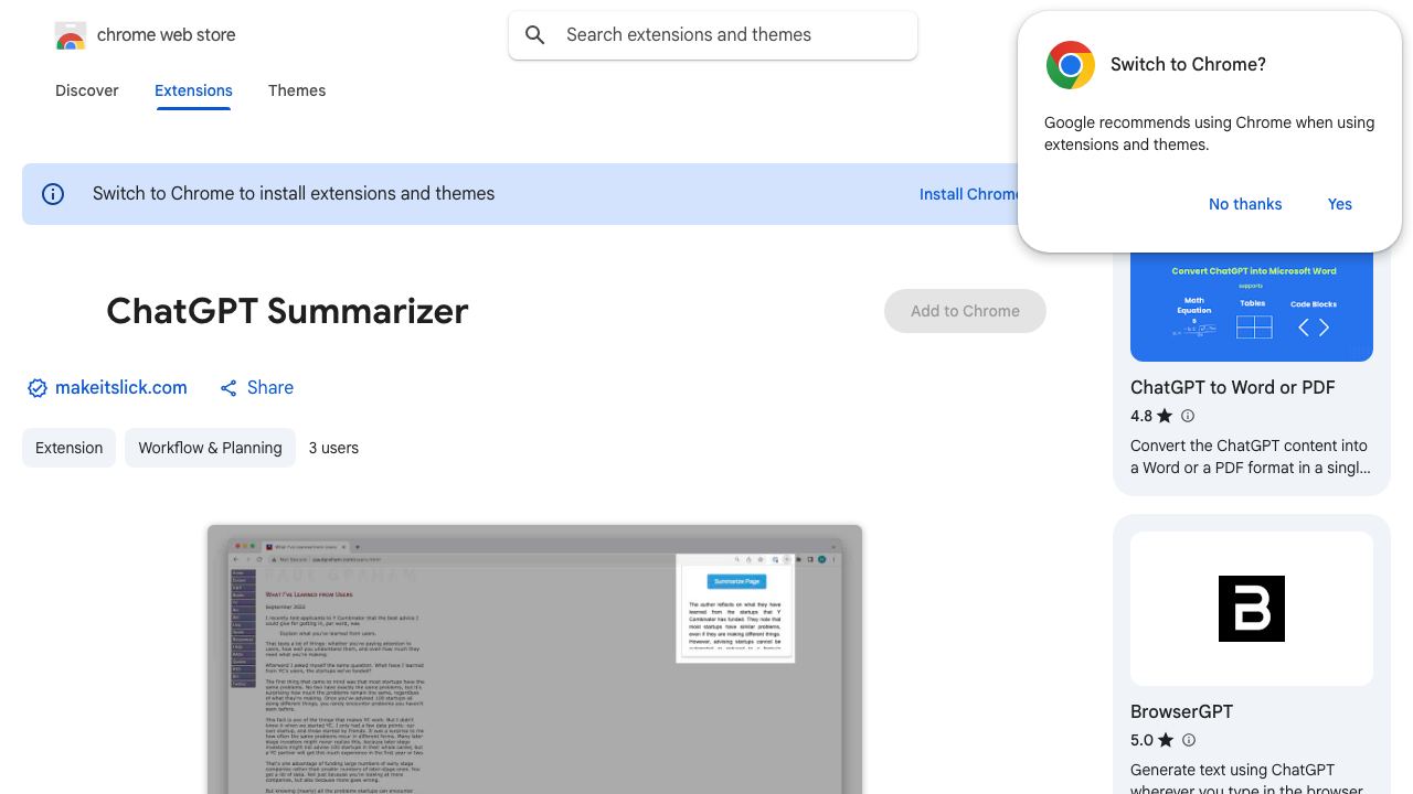 ChatGPT Summarizer 网站截图